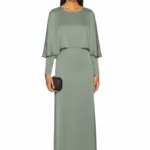Model wearing an elegant flowy maxi dress in a light, soft fabric, perfect for comfort and style.