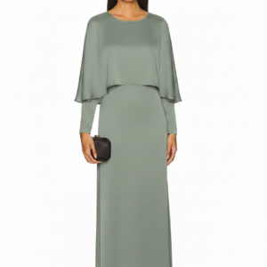 Model wearing an elegant flowy maxi dress in a light, soft fabric, perfect for comfort and style.